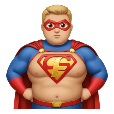 fat super hero with f on his chest sticker