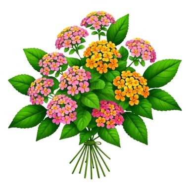 big bouquet Lantana flower, stem, leaf sticker