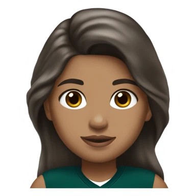 girl with brown hair, brown eyes, silver earrings, long hair. wearing Philidelphia Eagles gear sticker