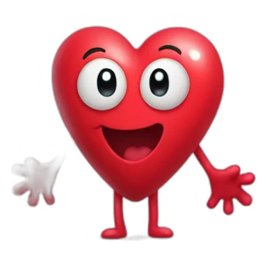 Heart with a sweet face, and arms and legs coming out of it sticker