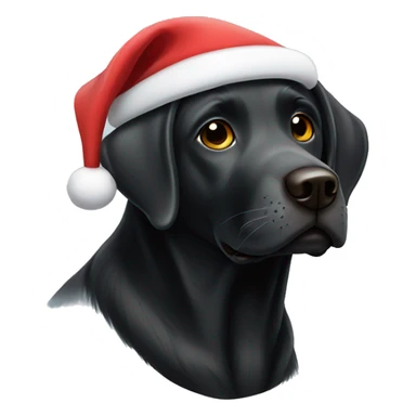 Black Labrador wearing Santa hat sticker