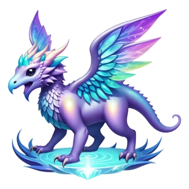 Epic divine complex iridescent aesthetic-Fakémon-creature-scenery sticker