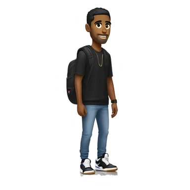 a brown man with a black nike tech with jordan 4s sticker