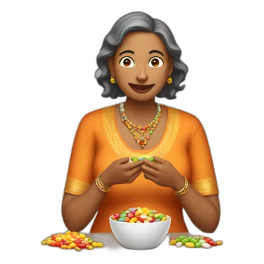 Indian mom eating jelly beans sticker