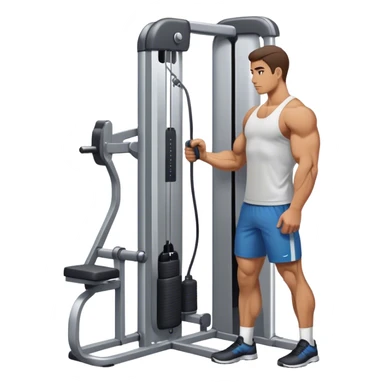side-view man standing cable-machine tricep-pushdown sticker