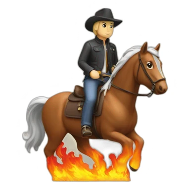 tomy shelby in a horse with fire sticker
