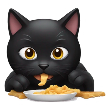 black cat eating food  sticker