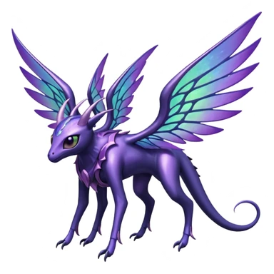 Shiny celestial divine flying ethereal gloomy dusky eldritch Genesect-Lunala-hybrid-fantasy-creature sticker