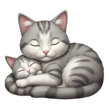 grey and white small cat with its eyes closed lying down leaning on his elbow with his paw curled under his head holding it up sticker