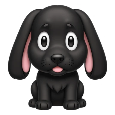 Please give me an all black dog with droopy ears as a walking dog emoji sticker