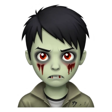 boy zombie with black hair emo and piercing on eyebrow  sticker