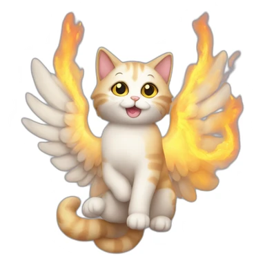 Gato con alas en un cielo de fuego sticker