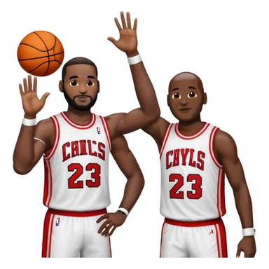 LeBron James and Michael Jordan high fiving sticker