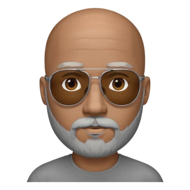 Bald male, black sunglasses, gray goatee beard, realistic portrait sticker