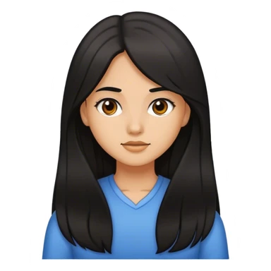a girl with long brownish black hair, medium skin sticker