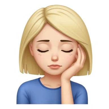 Exhausted woman with head resting on palm, looking sleepy sticker