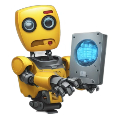 danger sign with robot sticker