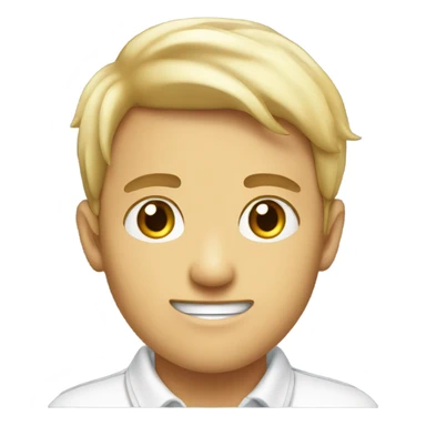 make a face with thick eye brw and a 19years old with white polo the colar is b sticker