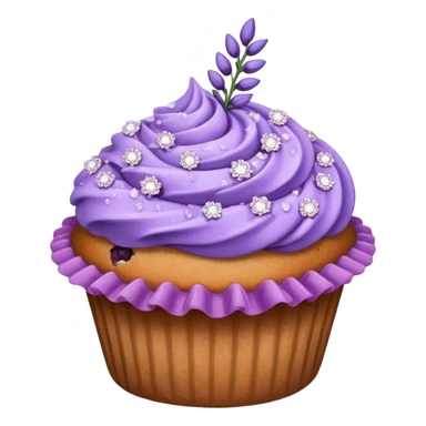 Lavender flower sprig muffin with berry and sugar crystals sticker