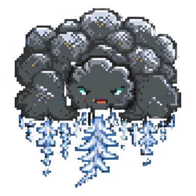 angry storm cloud with rain and thunder sticker
