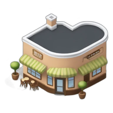 Rounded Coffee house isometric sticker