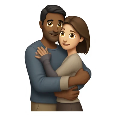Brown man brunette woman hug sticker