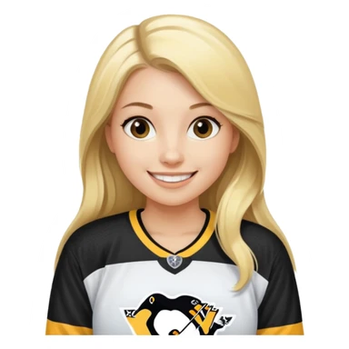 Girl long hair blonde with hockey jersey pittburgh penguins sticker