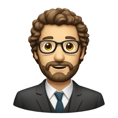 Profesor con pelo moreno, barba y gafas sticker