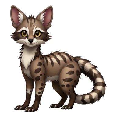 Cute Realistic Feral Rare Fantasy dark Vernid-Sergal-Genet-Trico-species by LiLaiRa, random markings, tufted tail, tufted ears, full body sticker