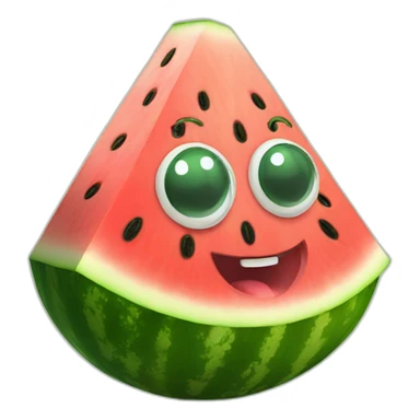 happy watermelon with eyes and mouth sticker