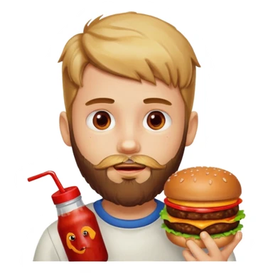 beard boy  with hamburgers sticker
