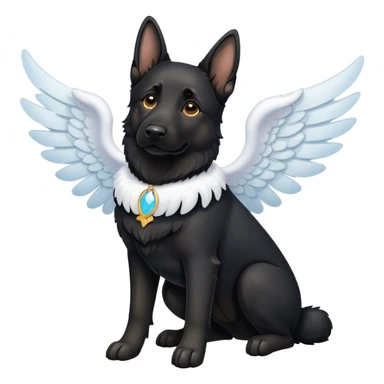 black german shepherd with angel wings sticker