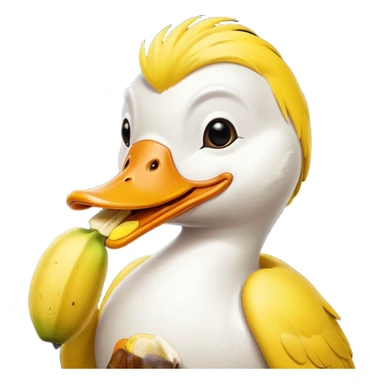Duck eating banana sticker