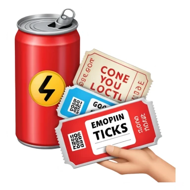 a can of gasoline and 2 tickets sticker