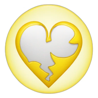 Broken heart in yellow circle sticker
