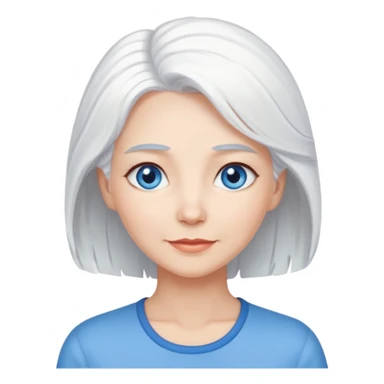 pure white hair, cute mature girl sticker