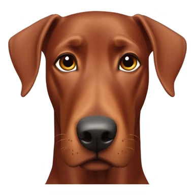 Red Doberman without cropped ears face facing front happy eyes sticker