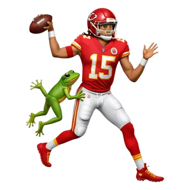 Jalen hurts stepping on Kermit in a chiefs Jersey with 15 on it sticker