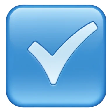 a square checkmark in a blue color sticker