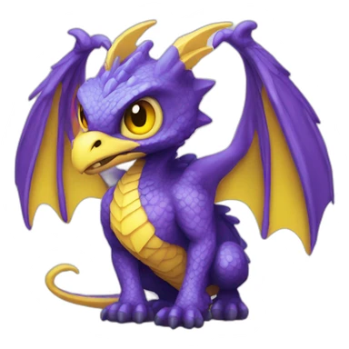 purple bahamut with yellow breast sticker