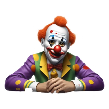 Sad clown loses money at casino cards with date sticker