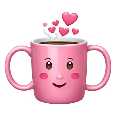 Pink coffee mug with hearts sticker