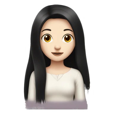 Pale girl with long black hair with heart  sticker