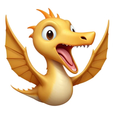 Cinematic Cute Yawning Pterodactyl Portrait Emoji, Head tilted slightly with a dramatic, wide-open yawn, showcasing a slender, gracefully curved body with softly drooping wings and sleepy, half-closed eyes, Simplified yet irresistibly cute features, highly detailed, glowing with a soft, cozy aerial glow, high shine, relaxed yet expressive, stylized with a dash of whimsical flight charm, soft glowing outline, capturing the essence of a drowsy yet affectionate Pterodactyl that appears ready to stretch and yawn its way out of the screen! sticker