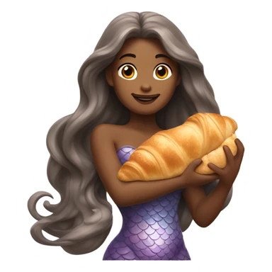 a mermaid holding a croissant  sticker