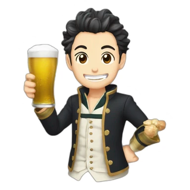 Tanjiro qui boit de la bière sticker