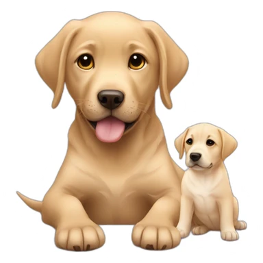 One labrador watch a baby sticker