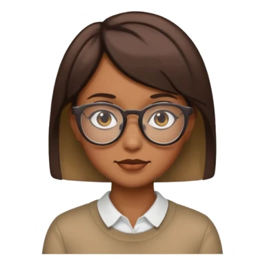 Tan girl short hair glasses sticker