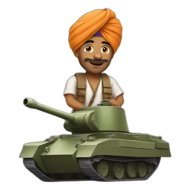 Indian man in a turban rides a tank sticker
