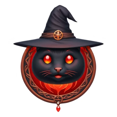 iOS emoji, dark fantasy magic seal, witch symbol, web pattern, red glow, minimal clean style sticker